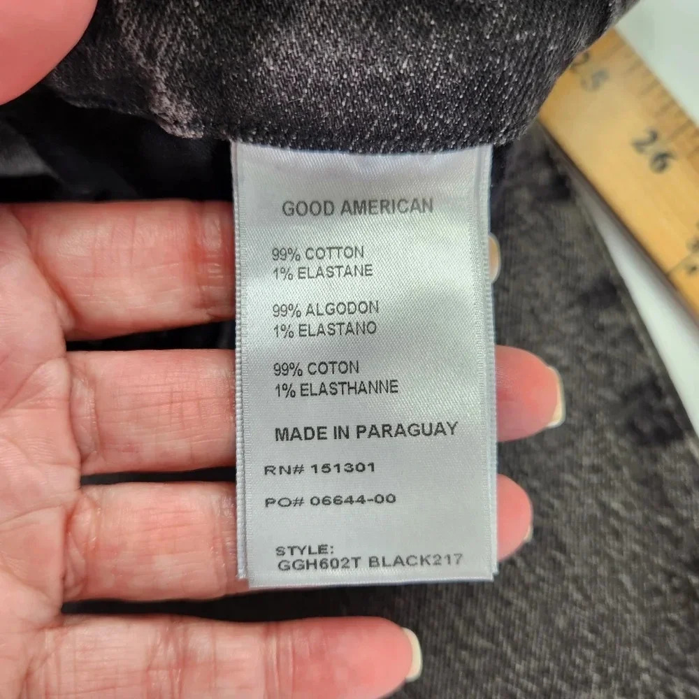 Good American Good Girlfriend High Rise Black Wash Loose in the Leg NWT Jeans 00 - Picture 12 of 15